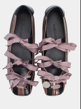 Nwot double standard Play Ball Flats - Cocoa charm ribbon lace up summer $150